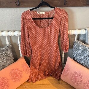 one clothing Orange Patterned Midi Dress